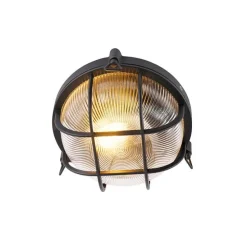 Industriële ronde wandlamp zwart IP44 - Noutica