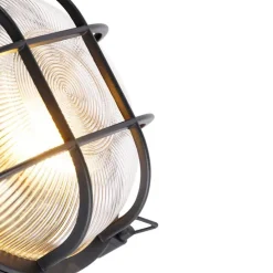 Industriële ronde wandlamp zwart IP44 - Noutica