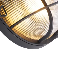 Industriële ronde wandlamp zwart IP44 - Noutica