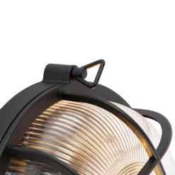 Industriële ronde wandlamp zwart IP44 - Noutica