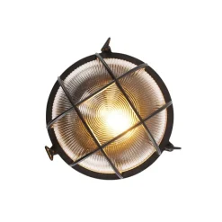 Industriële ronde wandlamp zwart IP44 - Noutica