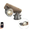 Industriële smart spot grijs met hout incl. 2 WiFi GU10 - Emado
