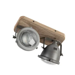 Industriële smart spot grijs met hout incl. 2 WiFi GU10 - Emado