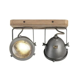 Industriële smart spot grijs met hout incl. 2 WiFi GU10 - Emado