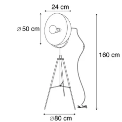 Industriële smart vloerlamp zwart tripod incl. WiFi A60 - Magna 50 Eglip