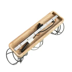 Industriële spot donkergrijs met hout verstelbaar 3-lichts - Arthur