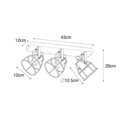 Industriële spot donkergrijs met hout verstelbaar 3-lichts - Arthur