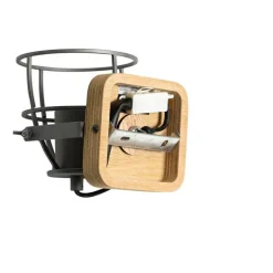 Industriële spot donkergrijs met hout verstelbaar - Arthur