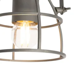 Industriële spot donkergrijs met hout verstelbaar - Arthur