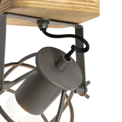 Industriële spot donkergrijs met hout verstelbaar - Arthur