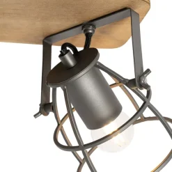 Industriële spot donkergrijs met hout verstelbaar 2-lichts - Arthur