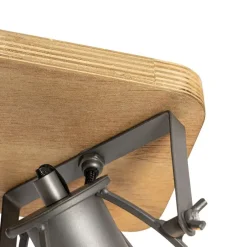 Industriële spot donkergrijs met hout verstelbaar 2-lichts - Arthur