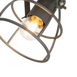 Industriële spot donkergrijs met hout verstelbaar 2-lichts - Arthur