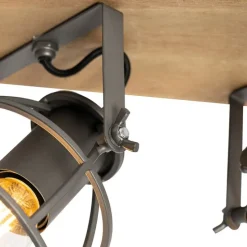 Industriële spot donkergrijs met hout verstelbaar 2-lichts - Arthur