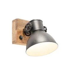 Industriële spot donkergrijs met mango hout 18 cm - Mangoes