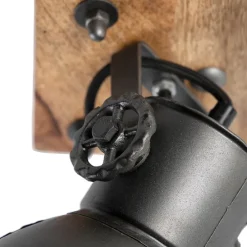 Industriële spot donkergrijs met mango hout 18 cm - Mangoes