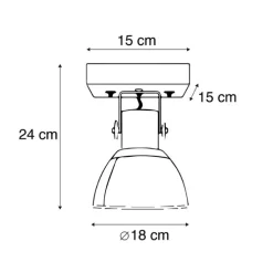 Industriële spot donkergrijs met mango hout 18 cm - Mangoes