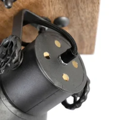 Industriële spot donkergrijs met mango hout 18 cm - Mangoes