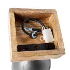 Industriële spot donkergrijs met mango hout 18 cm - Mangoes