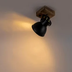 Industriële spot donkergrijs met mango hout 18 cm - Mangoes