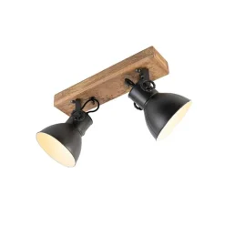 Industriële spot donkergrijs met mango hout 2-lichts - Mangoes