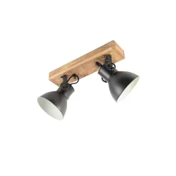 Industriële spot donkergrijs met mango hout 2-lichts - Mangoes