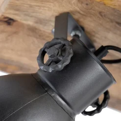 Industriële spot donkergrijs met mango hout 3-lichts - Mangoes