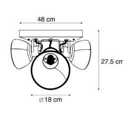 Industriële spot donkergrijs met mango hout 3-lichts - Mangoes