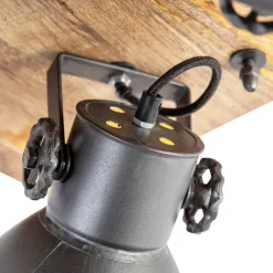 Industriële spot donkergrijs met mango hout 3-lichts - Mangoes