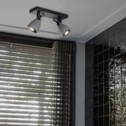 Industriële spot grijs beton 2-lichts - Creto