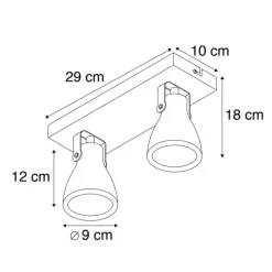 Industriële spot grijs beton 2-lichts - Creto
