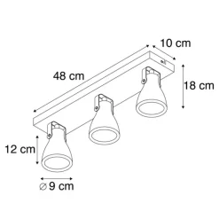 Industriële spot grijs beton 3-lichts - Creto