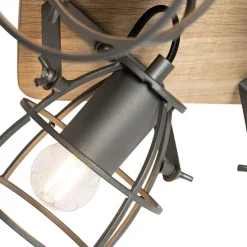 Industriële spot hout met donkergrijs verstelbaar 4-lichts - Arthur