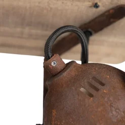 Industriële spot roestbruin met hout kantelbaar 2-lichts - Gina