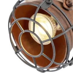 Industriële spot roestbruin met hout kantelbaar 2-lichts - Gina