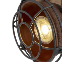 Industriële spot roestbruin met hout kantelbaar - Gina