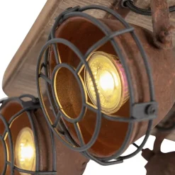 Industriële spot roestbruin met hout kantelbaar 4-lichts - Gina