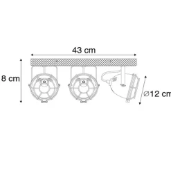 Industriële spot roestbruin met hout kantelbaar 3-lichts - Gina