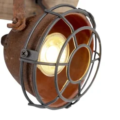Industriële spot roestbruin met hout kantelbaar 3-lichts - Gina