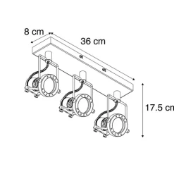Industriële spot staal 3-lichts draai- en kantelbaar - Suplux