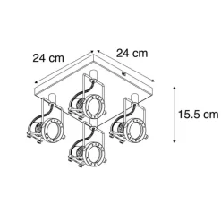 Industriële spot staal 4-lichts draai- en kantelbaar - Suplux