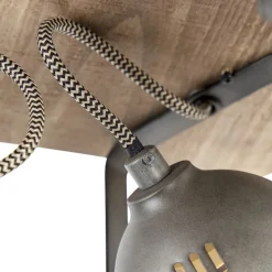 Industriële spot staal met hout kantelbaar 4-lichts - Emado