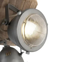 Industriële spot staal met hout kantelbaar 4-lichts - Emado