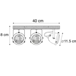Industriële spot staal met hout kantelbaar 3-lichts - Emado