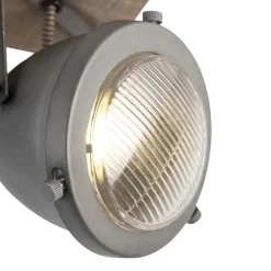 Industriële spot staal met hout kantelbaar 3-lichts - Emado