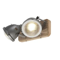 Industriële spot staal met hout kantelbaar 2-lichts - Emado