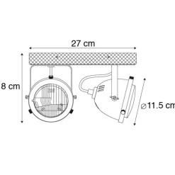 Industriële spot staal met hout kantelbaar 2-lichts - Emado