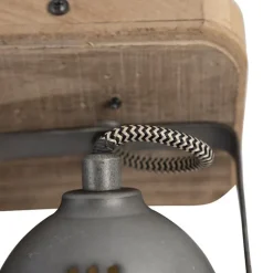 Industriële spot staal met hout kantelbaar 2-lichts - Emado