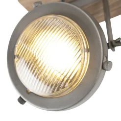 Industriële spot staal met hout kantelbaar 2-lichts - Emado