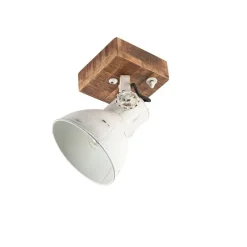 Industriële spot wit met mango hout 18 cm - Mangoes